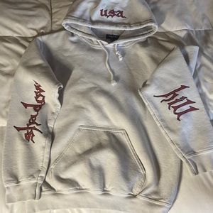 What in red classic USA shadow Hill hoodie gender neutral